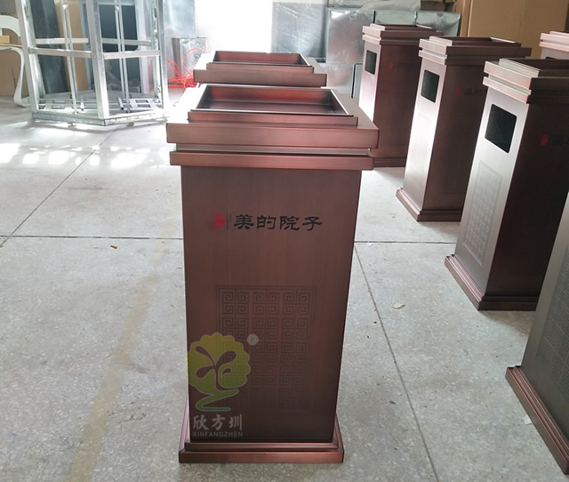 物業(yè)電梯口方形不銹鋼果皮箱