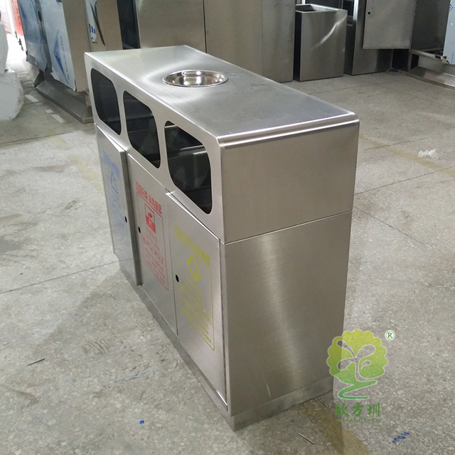 戶外物業(yè)三分類不銹鋼垃圾桶