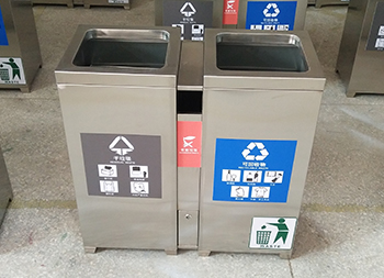 室內(nèi)環(huán)衛(wèi)兩分類不銹鋼垃圾桶主圖