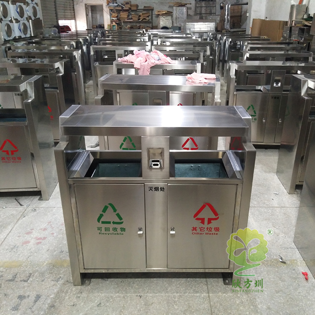 戶(hù)外街道兩分類(lèi)不銹鋼垃圾箱