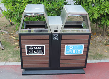 戶外景區(qū)雙分類鋼木垃圾桶主圖