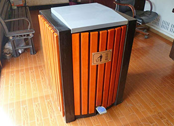 小型室內(nèi)腳踏式鋼木果皮箱主圖