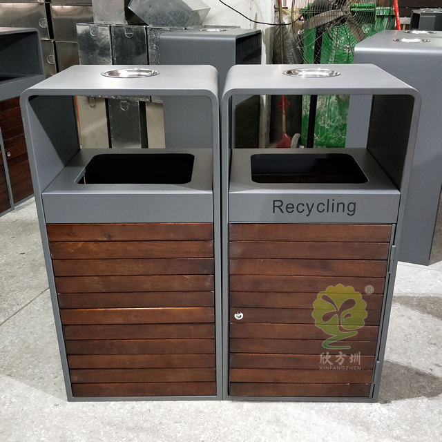 街道組合式分類(lèi)鋼木垃圾桶