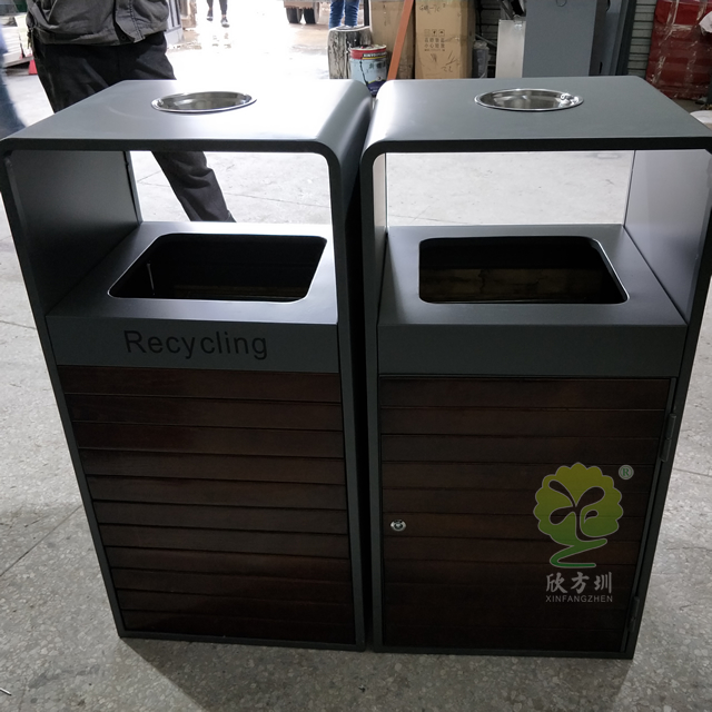 街道組合式分類(lèi)鋼木垃圾桶