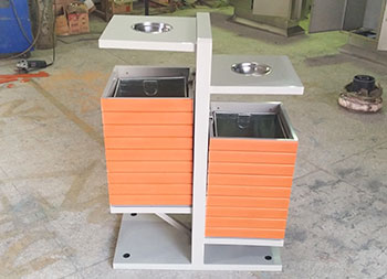 戶外公園兩分類鋼木垃圾桶主圖