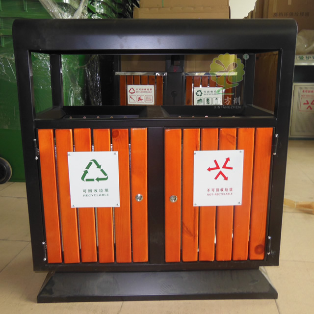 學(xué)校戶外雙分類鋼制垃圾桶