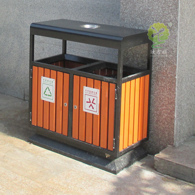 學(xué)校戶外雙分類鋼制垃圾桶