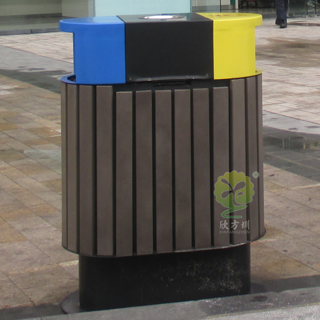 街道橢圓形分類鋼木垃圾桶
