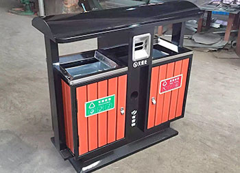 戶外小區(qū)雙分類鋼木垃圾桶主圖