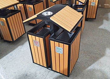 戶外屋形兩分類(lèi)鋼木垃圾箱主圖