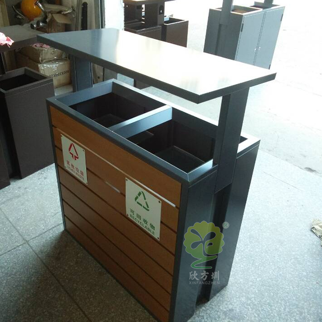 街道簡潔分類鋼木垃圾箱