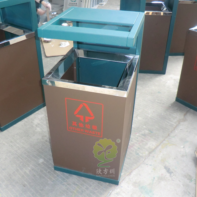 高檔酒店方形鋼制垃圾桶