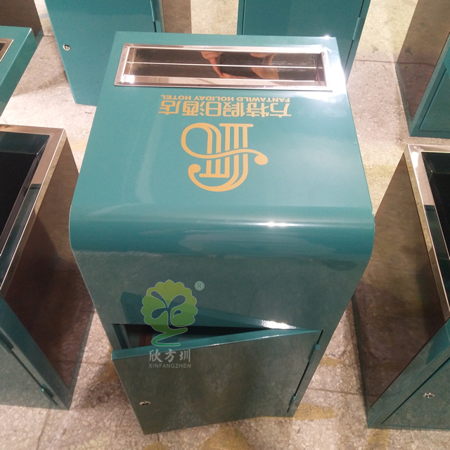 高檔酒店方形鋼制垃圾桶