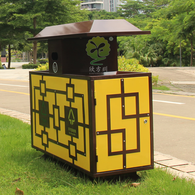 戶外屋形高檔鋼制分類垃圾桶
