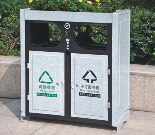 仿大理石垃圾桶帶花盆