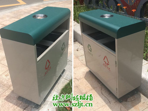 銀湖山F44戶外鋼板垃圾桶側(cè)面圖